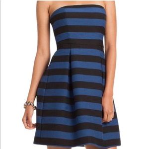 Trina Turk Cissily Blue and Black Strapless A Line Dress